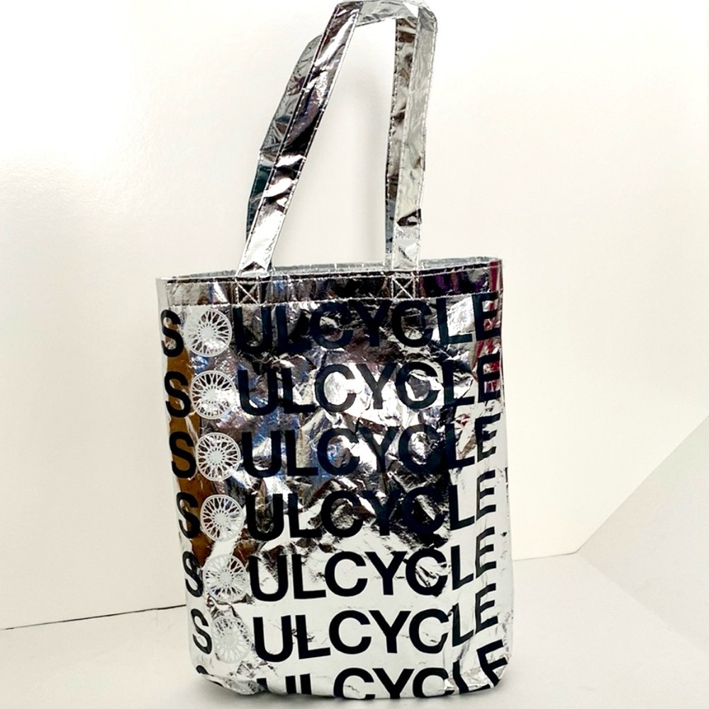 NEW -SOUL CYCLE metallic reusable tote bag, 12.5" X 17"
